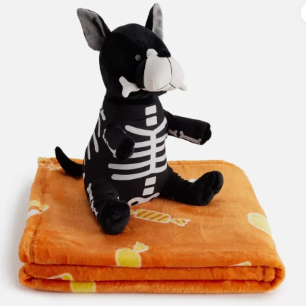 Adorable Kid's Halloween Skeleton Buddy and Throw! NWT